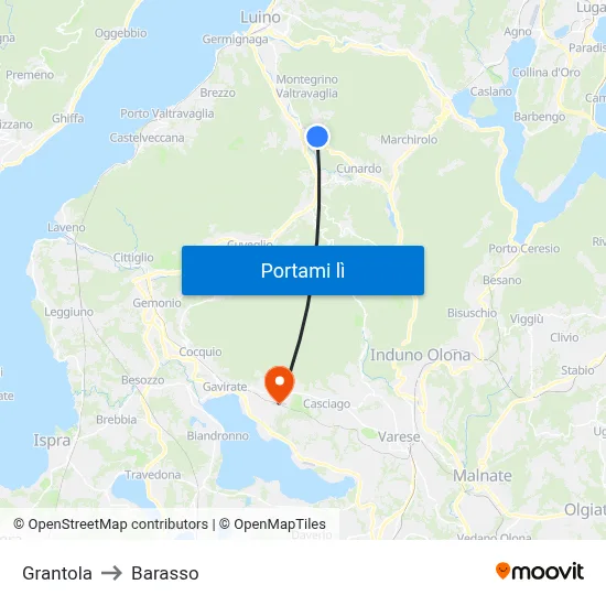 Grantola to Barasso map