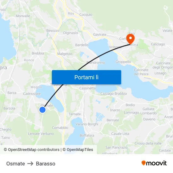 Osmate to Barasso map