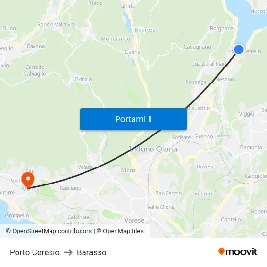 Porto Ceresio to Barasso map