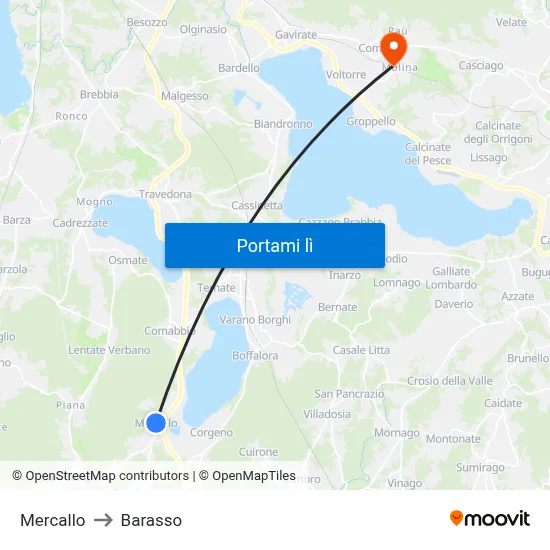 Mercallo to Barasso map