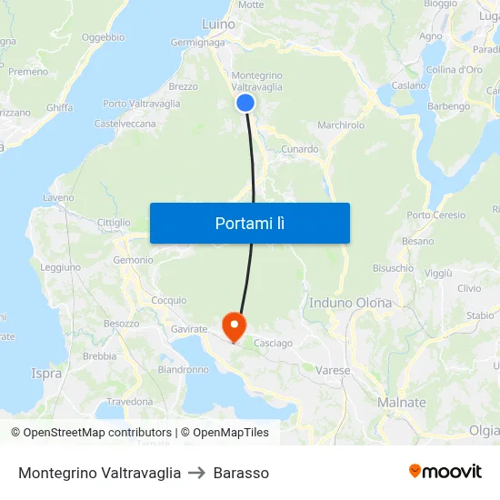 Montegrino Valtravaglia to Barasso map