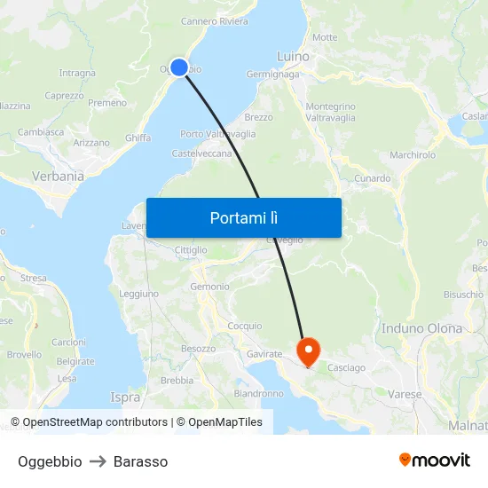 Oggebbio to Barasso map