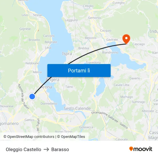 Oleggio Castello to Barasso map