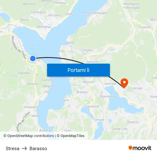 Stresa to Barasso map