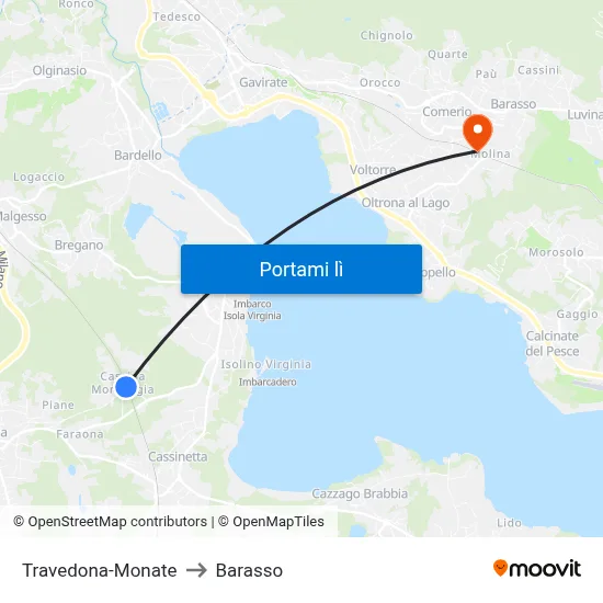 Travedona-Monate to Barasso map