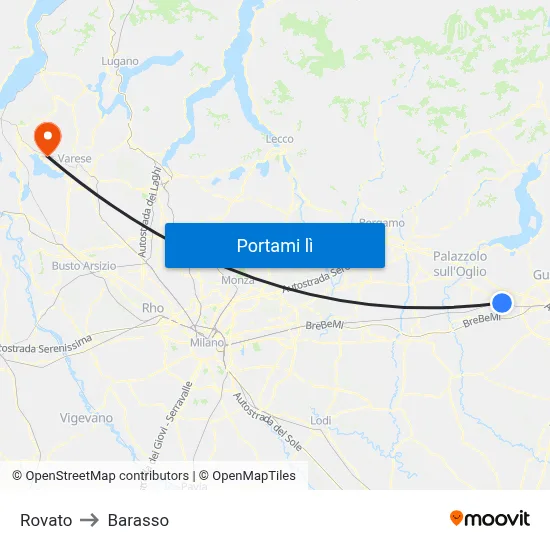 Rovato to Barasso map