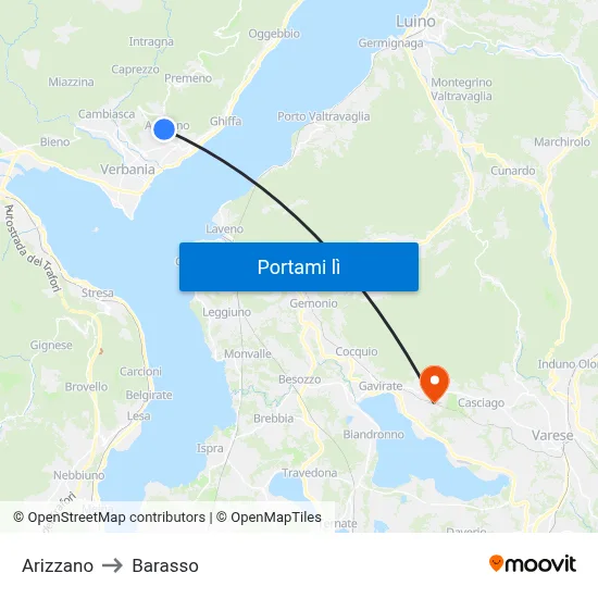 Arizzano to Barasso map