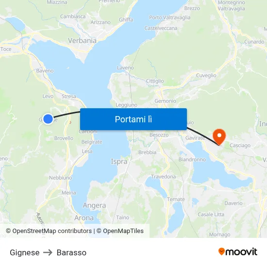 Gignese to Barasso map