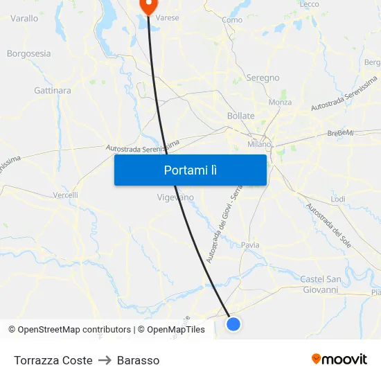 Torrazza Coste to Barasso map