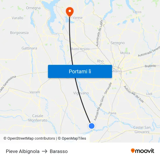 Pieve Albignola to Barasso map