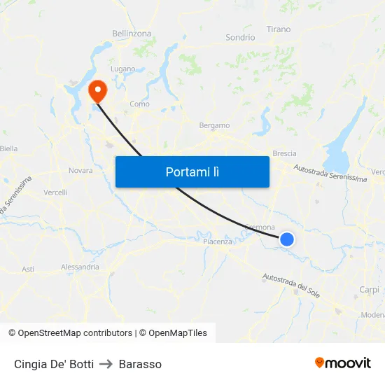 Cingia De' Botti to Barasso map
