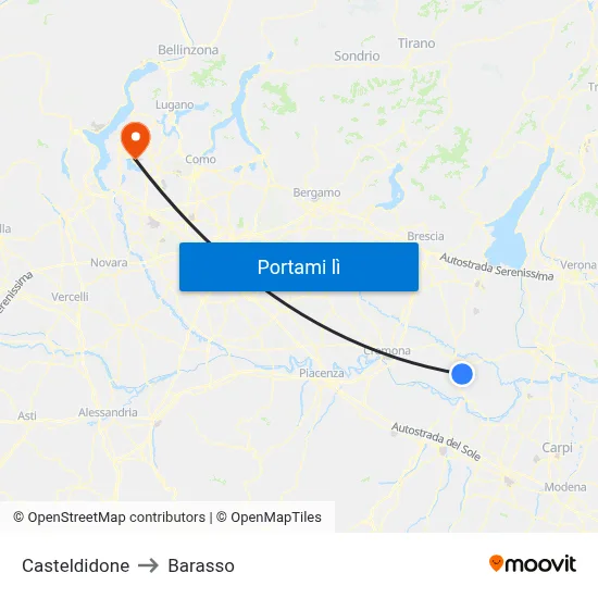 Casteldidone to Barasso map