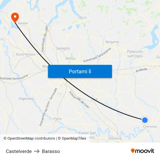 Castelverde to Barasso map