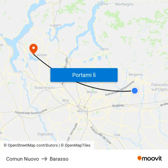 Comun Nuovo to Barasso map