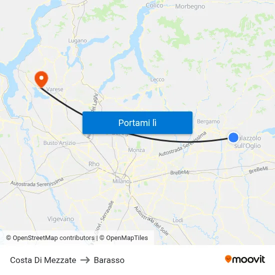 Costa Di Mezzate to Barasso map