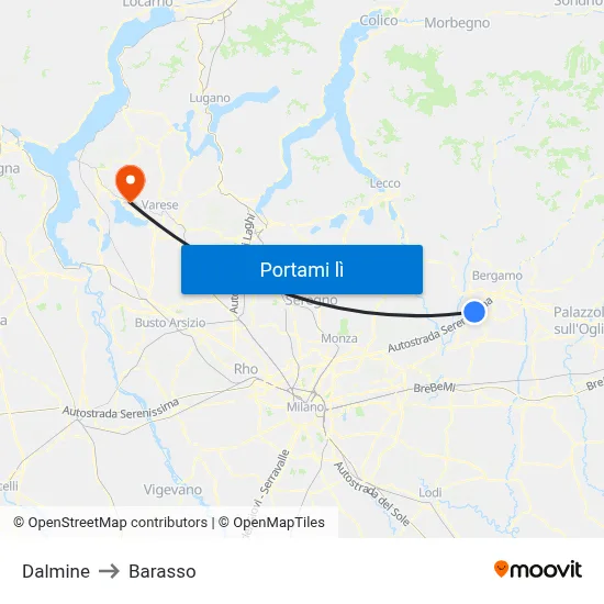 Dalmine to Barasso map