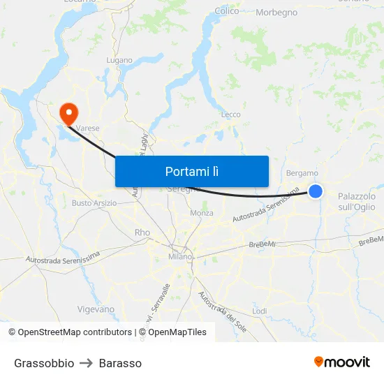 Grassobbio to Barasso map