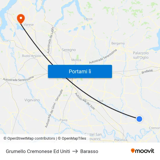 Grumello Cremonese Ed Uniti to Barasso map