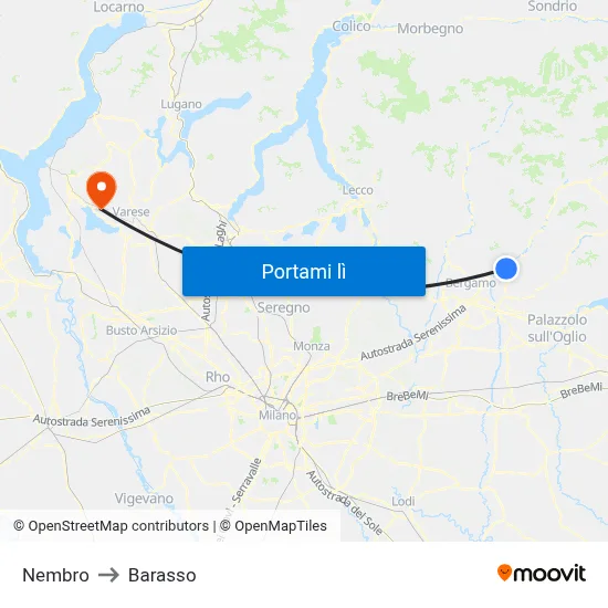 Nembro to Barasso map