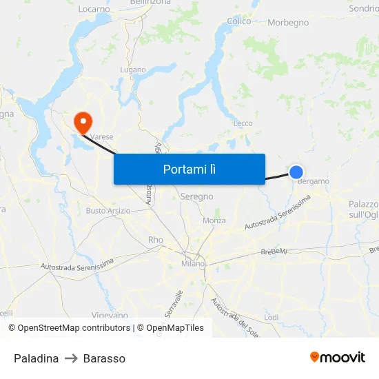 Paladina to Barasso map