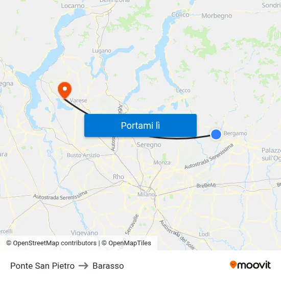 Ponte San Pietro to Barasso map