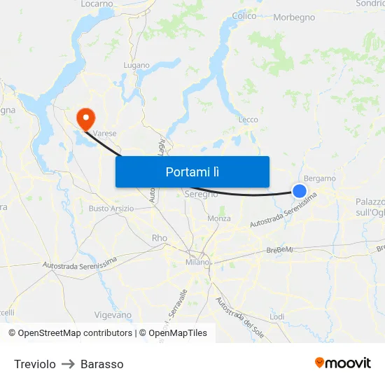 Treviolo to Barasso map