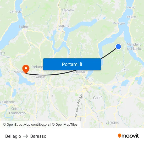 Bellagio to Barasso map