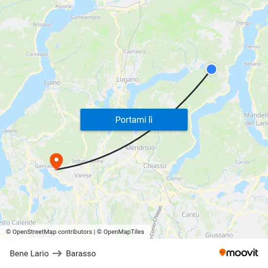 Bene Lario to Barasso map