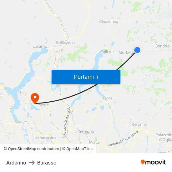 Ardenno to Barasso map