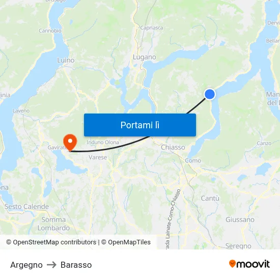 Argegno to Barasso map