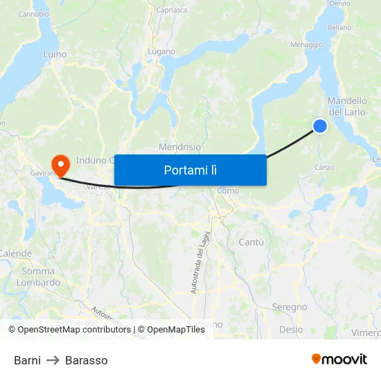 Barni to Barasso map