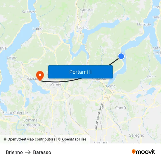 Brienno to Barasso map