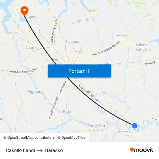 Caselle Landi to Barasso map