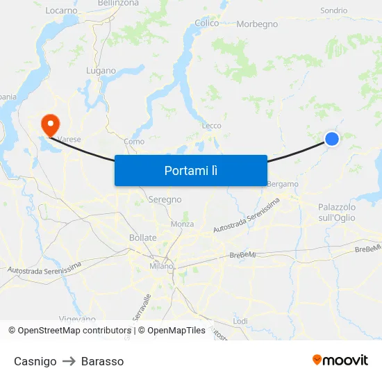 Casnigo to Barasso map