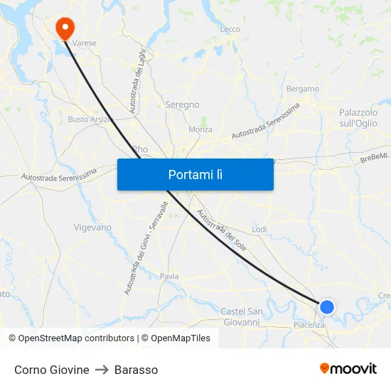 Corno Giovine to Barasso map