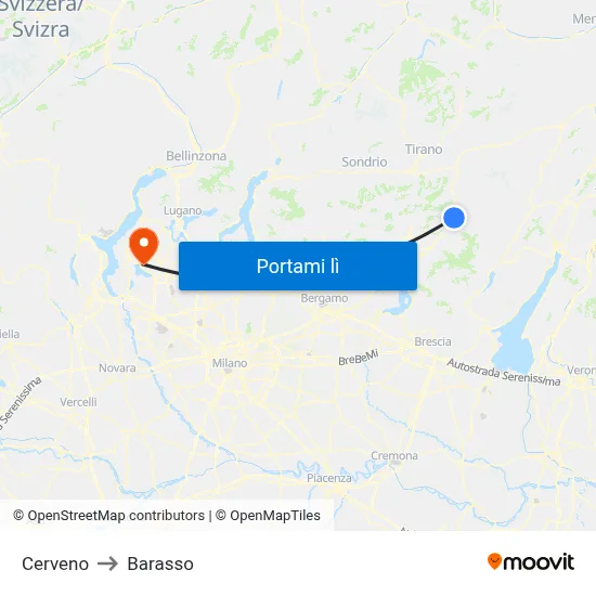 Cerveno to Barasso map