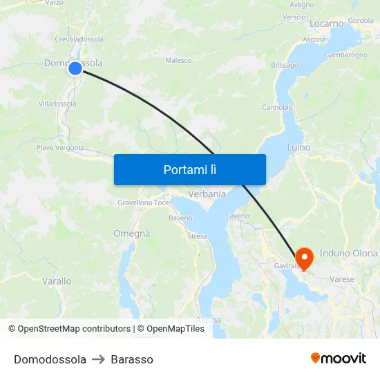 Domodossola to Barasso map
