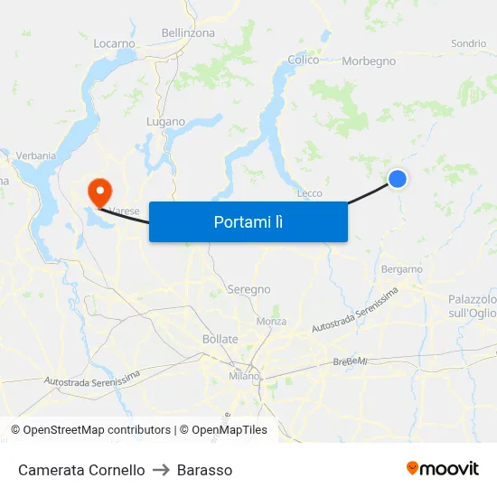 Camerata Cornello to Barasso map