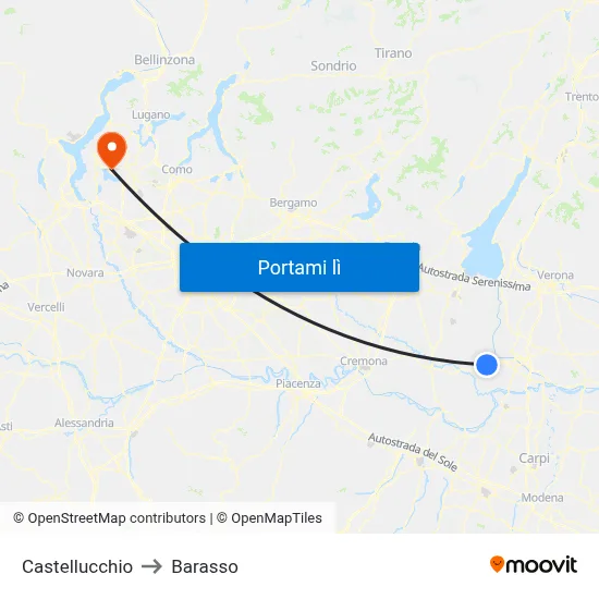 Castellucchio to Barasso map