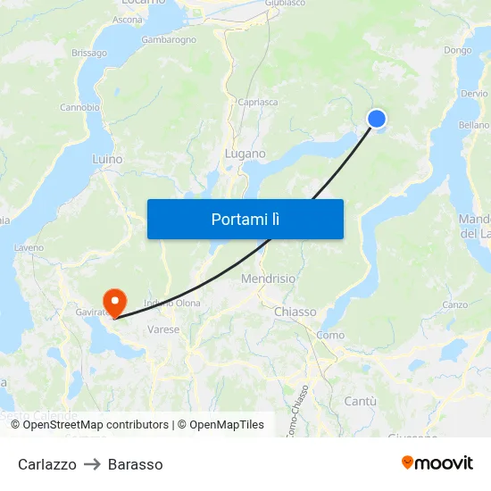 Carlazzo to Barasso map