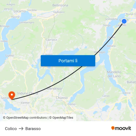 Colico to Barasso map