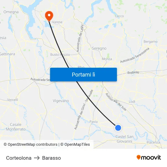 Corteolona to Barasso map
