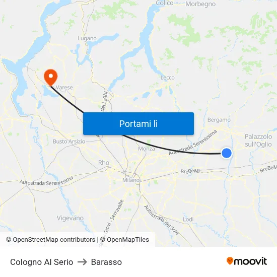 Cologno Al Serio to Barasso map