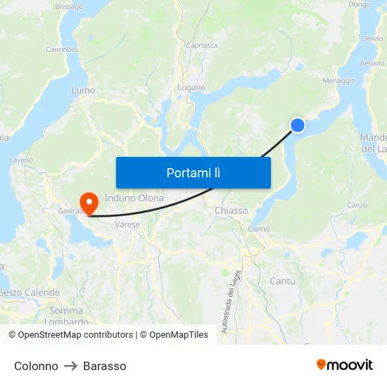 Colonno to Barasso map