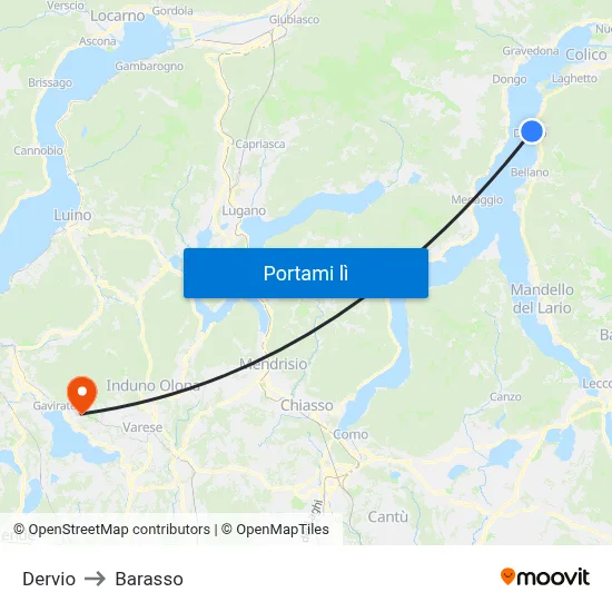 Dervio to Barasso map