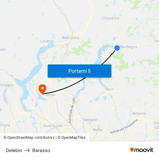 Delebio to Barasso map