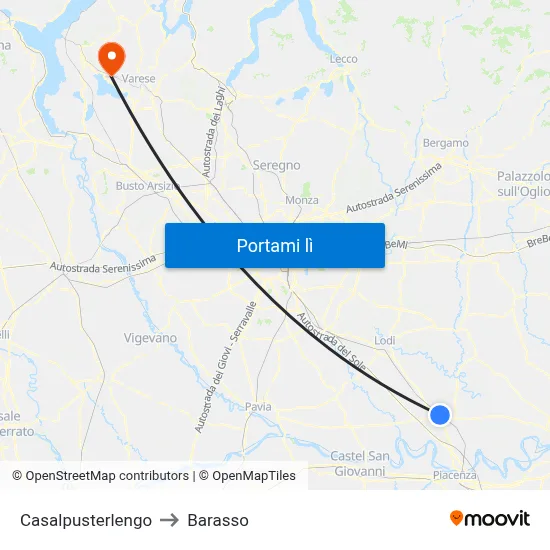 Casalpusterlengo to Barasso map