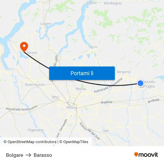 Bolgare to Barasso map
