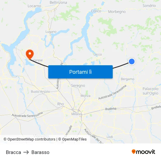 Bracca to Barasso map