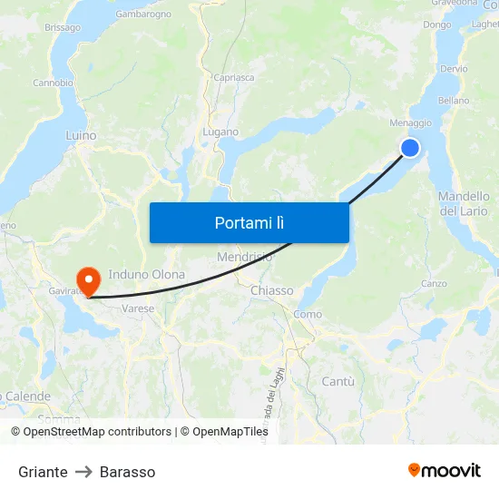 Griante to Barasso map